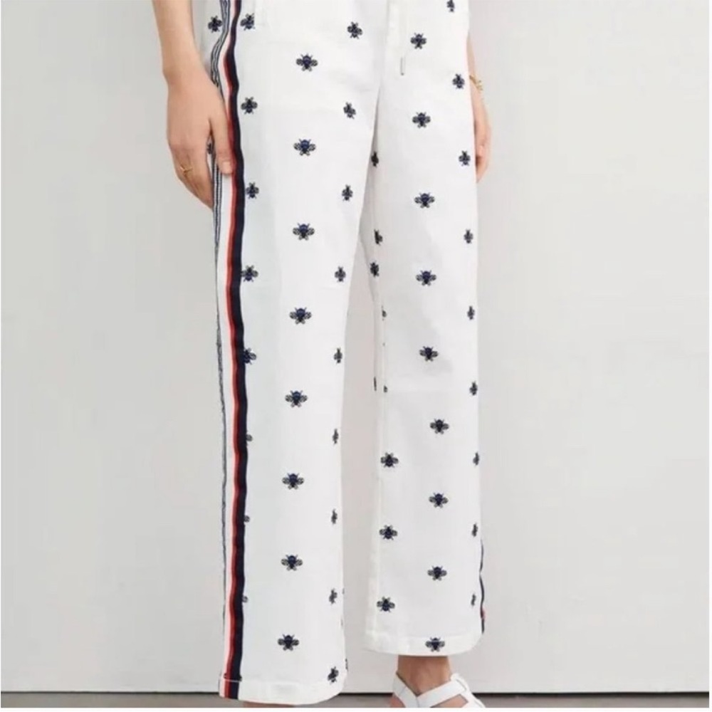 Maeve High Rise Classic Track Pants with Bees and Side Stripe small - Picture 2 of 5